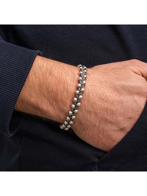 Inure Jewelry Gümüş Oksitli Toplu Erkek Bileklik