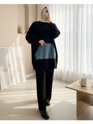 Modamorfo Kot Kanguru Cepli Triko Takım -Siyah