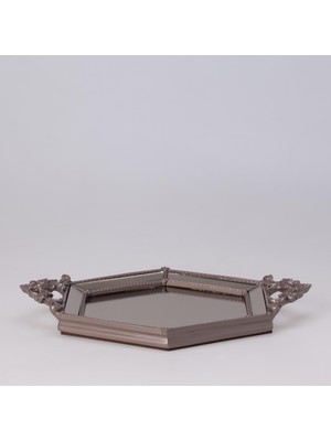 Selim Altıgen Aynalı Tepsi Taupe