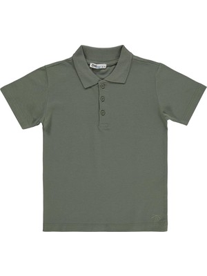 Civil Boys Erkek Çocuk Palmiye Nakışlı Polo Yaka 6-9 Yaş Tişört - Haki