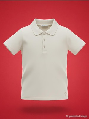 Civil Boys Erkek Çocuk Palmiye Nakışlı Polo Yaka 6-9 Yaş Tişört - Bej