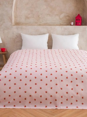 LC Waikiki Çilek Nakışlı Pamuklu Çift Kişilik Pike  (S6)