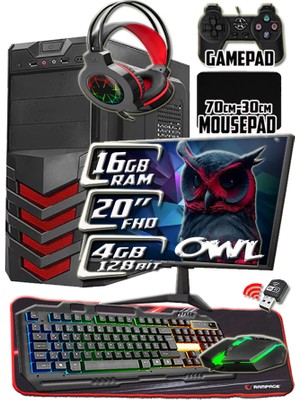 Warbox Owl 16GB Ram X5650 Işlemci 256GB SSD 250GB HDD R7 240-4GB E.kartı 20" Monitör Gaming Takım Bilgisayar