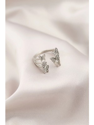 Uravas Store Gümüş Renk Metal Model Kadın Yüzük