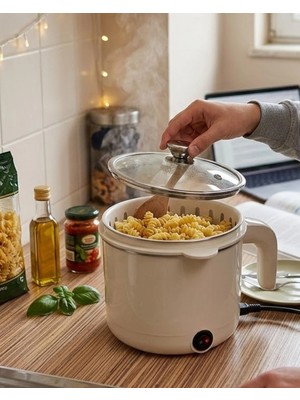 Uravas Store Elektrikli Mini Tencere 1 Litre Çorba Pilav Makarna Pişirici Çok Fonksiyonlu
