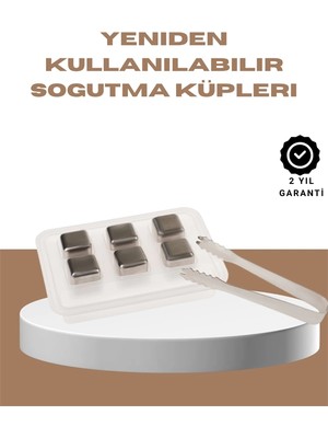 Uravas Store Yeniden Kullanılabilir 304 Çelik Metal Buz Küpleri 4'lü Set