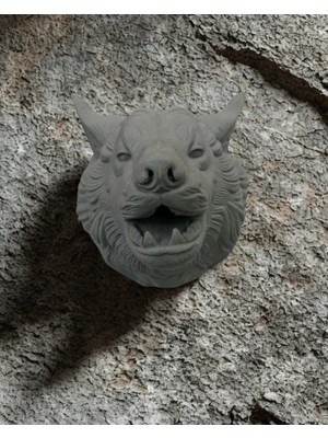 Uravas Store Gri Kurt Duvar Dekoru Asılabilir Dekoratif Heykel Tasarım