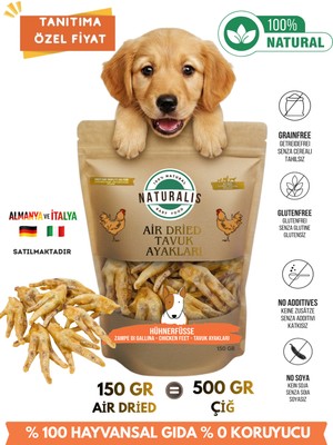 Tavuk Ayak Köpek Ödül Maması %100 Doğal Çiğnemelik Airdried Kurutulmuş Tavuk Ayağı 150 gr