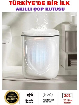 Uravas Store Akıllı Teknolojik Kutusu Otomatik Sensörlu Tenekesi Pilli Kovası 20L