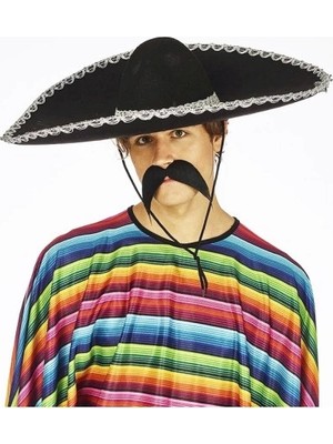 Uravas Store Sombrero Meksika Şapkası Gümüş Şeritli Yetişkin Boy