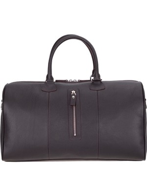 PLM Dolly Gerçek Deri Seyahat Çantası Dokulu Kahve