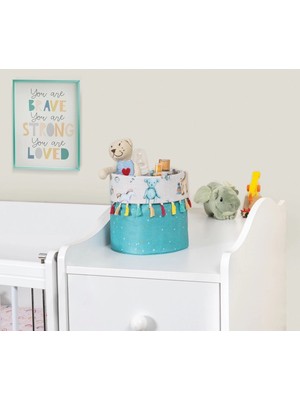 Uravas Store Baby Kullanımı Kolay Desenli Taşınabilir Düzenleyici Püsküllü Yuvarlak Sepet(Yeşil)