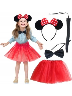 Uravas Store Minnie Mouse Kostüm Seti - Etek, Taç, Kuyruk, Papyon