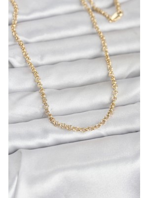 Uravas Store cm 14K Gold Renk Halka Zincir Model 60 cm Kadın Kolye