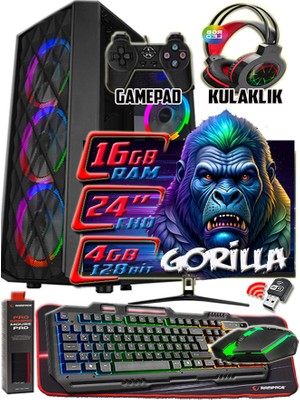 Warbox Gorilla 22" Monitör Xeon X5650 16GB Ram 256GB SSD 250GB HDD R7 240-4GB E.kartı Gaming Takım Bilgisayar