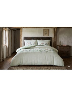 Taç Yeni Sezon Ranforce Pamuklu Çift Kişilik Nevresim Takımı Lıoren Yeşil