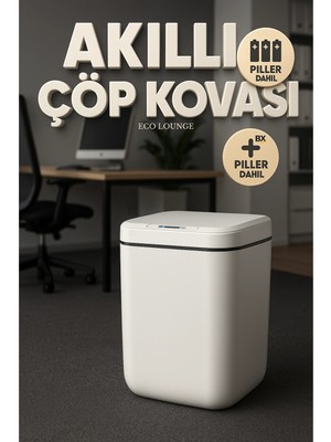 Uravas Store 20 Lt Akıllı Kovası – Ofis Mutfak Banyo Için Ideal Hareket Sensörlü, Hijyenik, Estetik