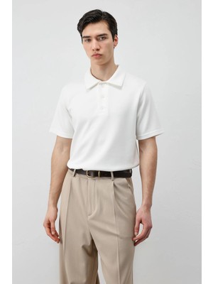 Antioch Ekru Basic Polo Yaka Erkek T-Shirt