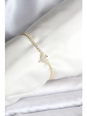 Uravas Store Anka Kuşu Model Zirkon Taşlı Gold Renk Pirinç Su Yolu Kadın Bileklik - TJ-BB8098