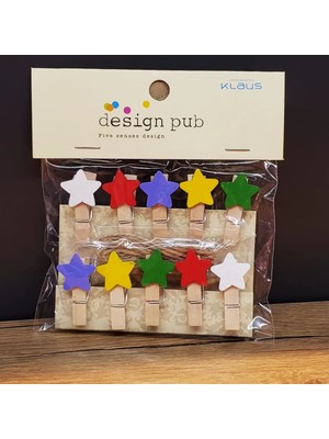 Uravas Store Yıldız Tasarımlı Mini Fotoğraf Mandalları