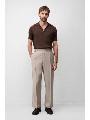 Antioch Kahve Dokulu Örgülü Erkek Triko T-Shirt