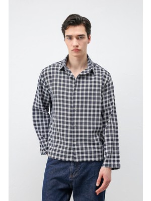 Antioch Lacivert Relaxed Ekoseli Erkek Gömlek