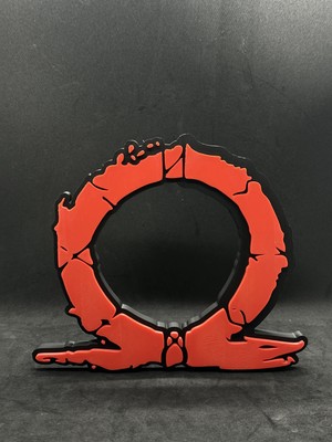Goka 3D Craft God Of War (Omega) Temalı Duvar Dekoru - Gow Oyuncu Odası Tablosu - 20 x 17,5 x 1,5 cm