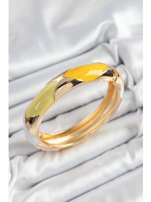 Uravas Store Pirinç Beyaz Yeşil Sarı Mineli Baklava Model Gold Renk Kadın Kelepçe - TJ-BB7328