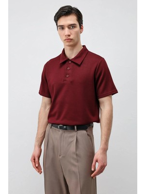 Antioch Bordo Basic Polo Yaka Erkek T-Shirt