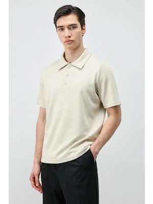 Antioch Bej Basic Polo Yaka Erkek T-Shirt