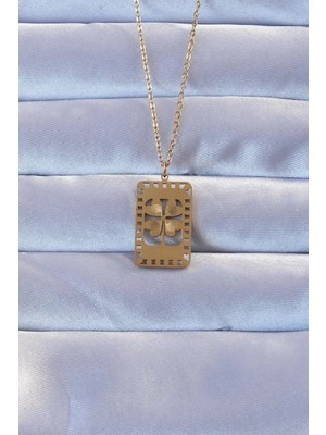 Uravas Store Altın Renk Işlemeli Yonca Model Kolye - TJ-BKO9267