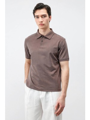 Antioch Kahve Lyocell Karışımlı Polo Yaka Erkek T-Shirt