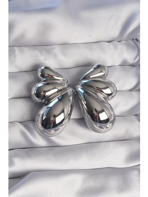 Uravas Store Pirinç Gümüş Renk Iri Bombeli Küpe - TJ-BKP9112