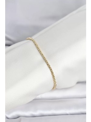 Uravas Store cm 14K Gold Renk Burgulu Zincir Model Kadın Bileklik - TJ-BB8288