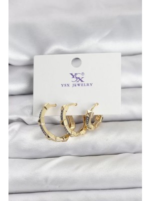 Uravas Store Gold Renk Zirkon Taşlı Kadın Küpe - TJ-BKP11342