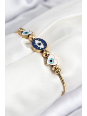 Uravas Store Çelik Göz Charm Model Gold Renk Kadın Bileklik - TJ-BB7843