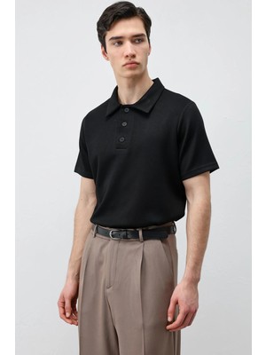 Antioch Siyah Basic Polo Yaka Erkek T-Shirt