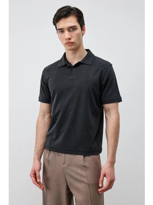Antioch Siyah Lyocell Karışımlı Polo Yaka Erkek T-Shirt