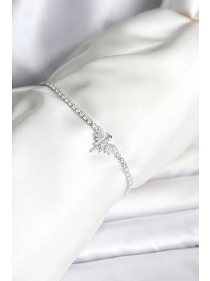 Uravas Store Anka Kuşu Model Zirkon Taşlı Gümüş Renk Pirinç Su Yolu Kadın Bileklik - TJ-BB8099