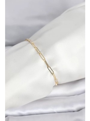 Uravas Store cm 14K Gold Renk Ataç Zincir Model Kadın Bileklik - TJ-BB8283