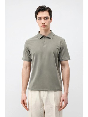 Antioch Haki Lyocell Karışımlı Polo Yaka Erkek T-Shirt