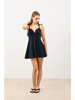 Antioch Siyah Askılı Kadın Mini Elbise