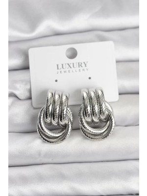 Uravas Store Gümüş Renk Halka Modelli Pirinç Kadın Küpe - TJ-BKP11351