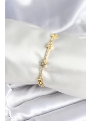 Uravas Store Pirinç Gold Renk Halley Yıldız Model Kadın Bileklik - TJ-BB7984