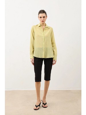 Antioch Yağ Yeşili Dokulu Kadın Gömlek