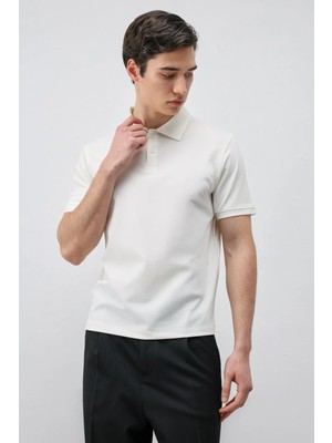 Antioch Ekru Lyocell Karışımlı Polo Yaka Erkek T-Shirt