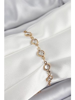 Uravas Store Pirinç Gold Renk Zirkon Taşlı Kadın Bileklik - TJ-BB7050