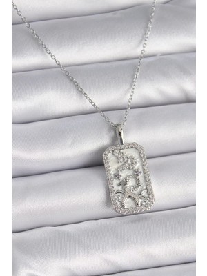 Uravas Store Çelik Gümüş Renk Zincir Oğlak Burcu Zirkon Taşlı Kadın Kolye - TJ-BKO9449