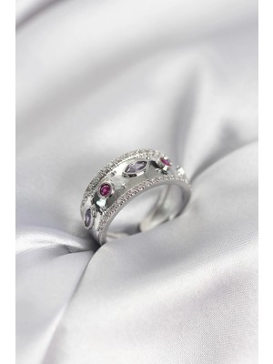 Uravas Store Gümüş Renk Zirkon Taşlı Kadın Yüzük