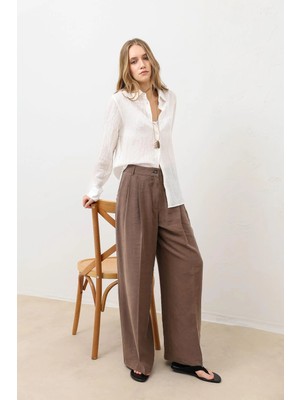 Antioch Ekru Dokulu Kadın Gömlek